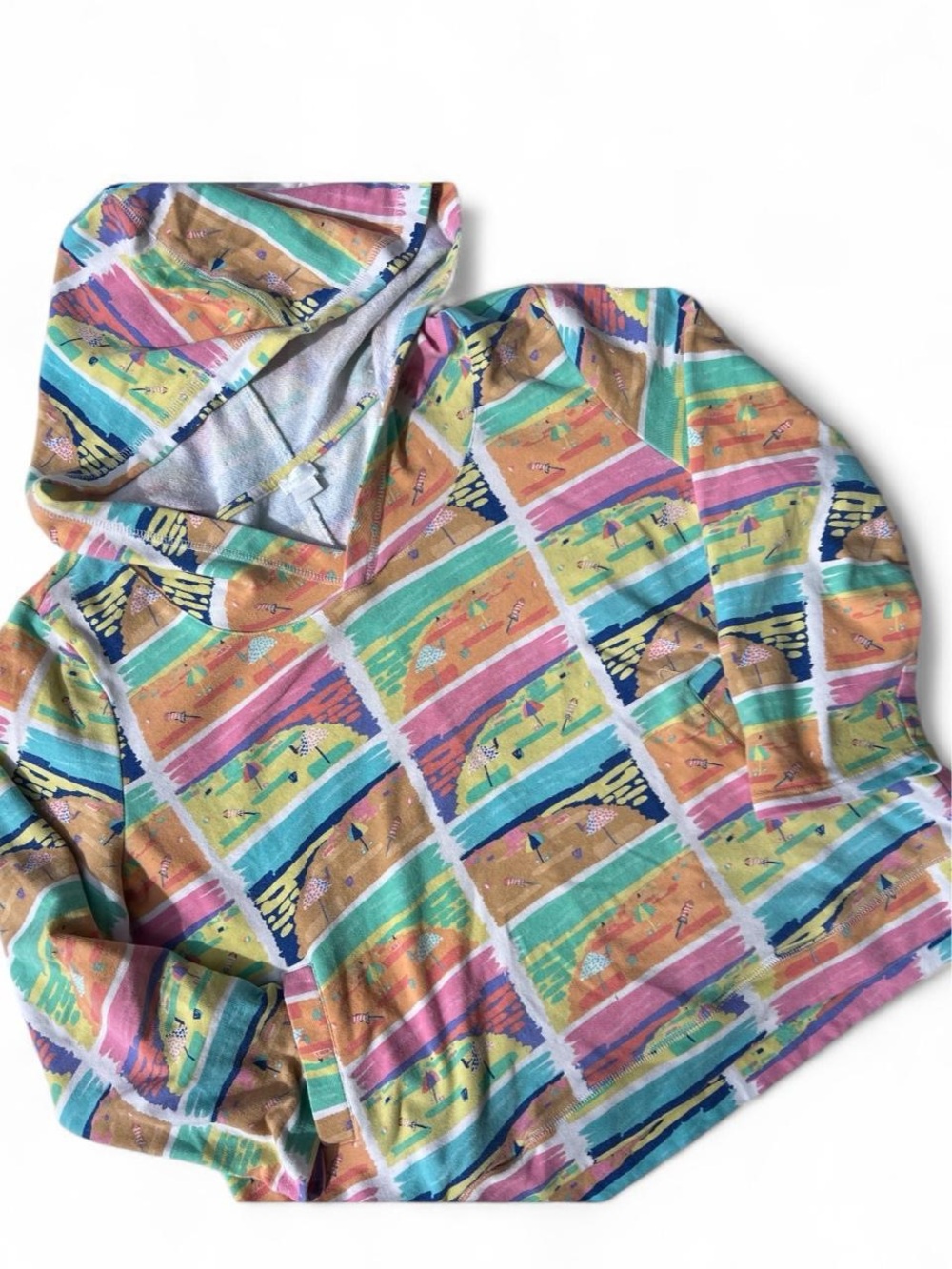 Vintage Beach Scene Pull Over Hoodie – Size XL – Like New